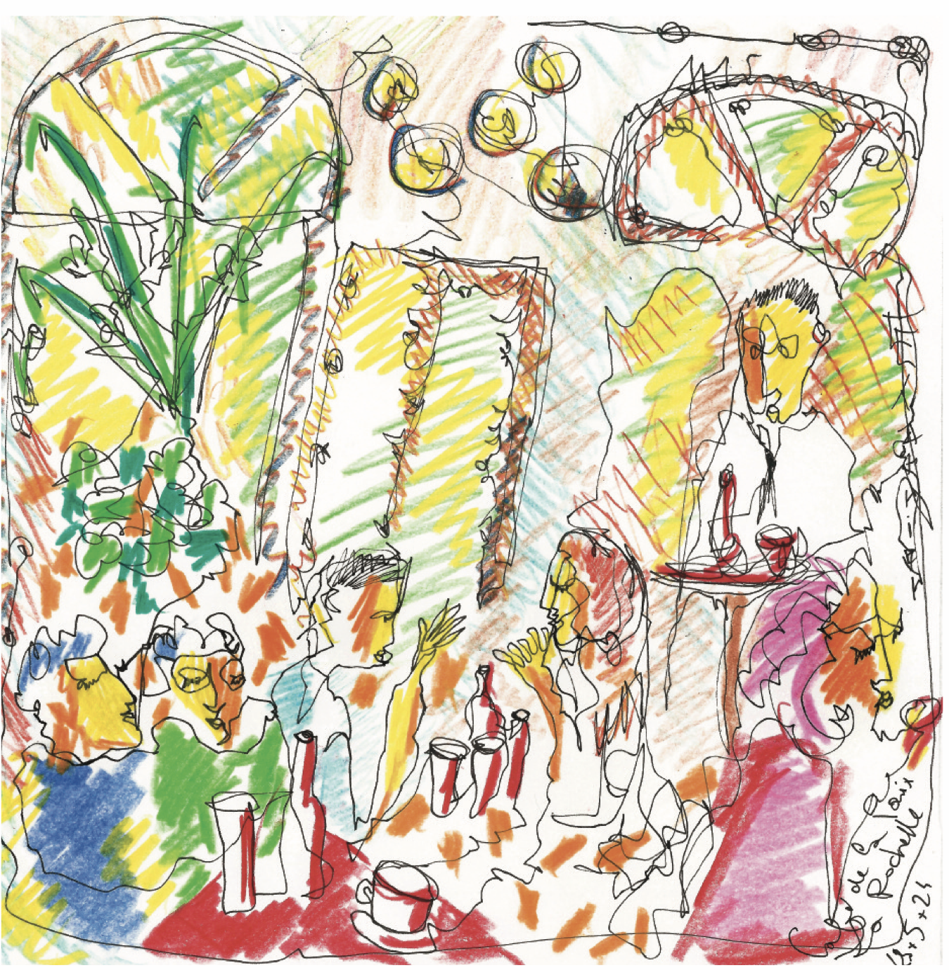 Dessins et pastels gras aquarellés d'Érik Charrier